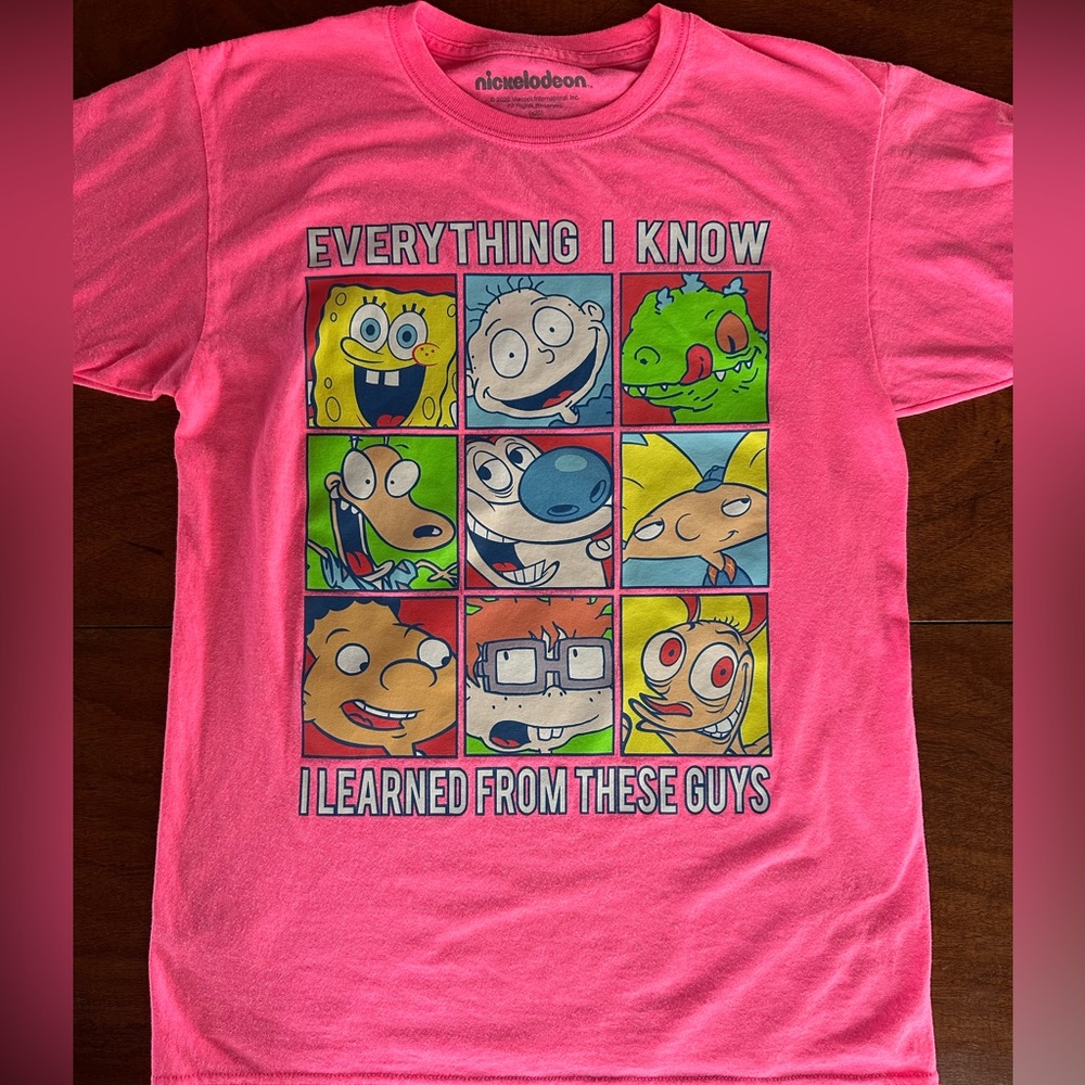 Nickelodeon Pink Graphic Tee SpongeBob Rugrats Ren & Stimpy Size Women’s Small